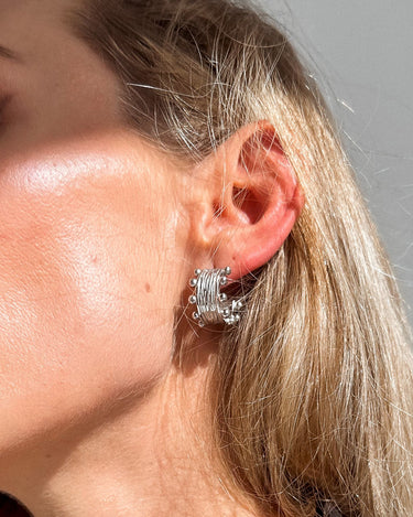 LIYLAH TEXTURED STUD EARRINGS SILVER - STUDIO JO STORE